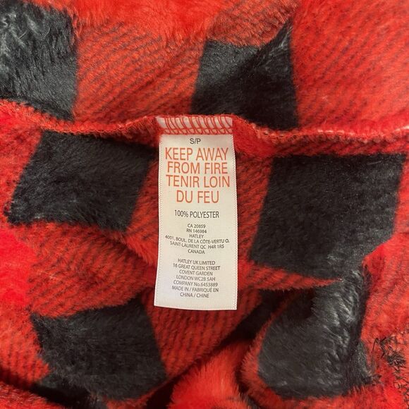 Little Blue House Pajamas Mens Womens Small Black Red Plaid One Piece Hooded Zip - Picture 5 of 5